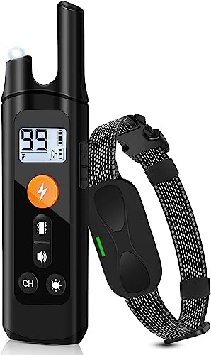 Dog Shock Collar, Dog Training Collar with Remote Range 2600FT for Small Medium Large Dogs, IPX7 Waterproof Rechargeable E-Collar for Dogs with 4 Training Modes, Vibration, Beep, Shock and Light