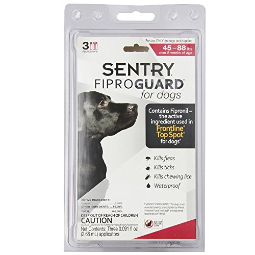 SENTRY PET CARE Fiproguard for Dogs, Flea and Tick Prevention for Dogs (45-88 Pounds), Includes 3 Month Supply of Topical Flea Treatments
