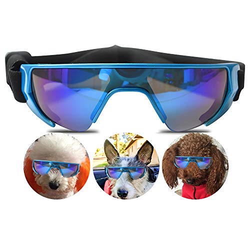 URBEST Dog Goggles, Eye Protection (New Version) Sunglasses Waterproof Windproof UV Protection for Small Medium Dogs (Blue)