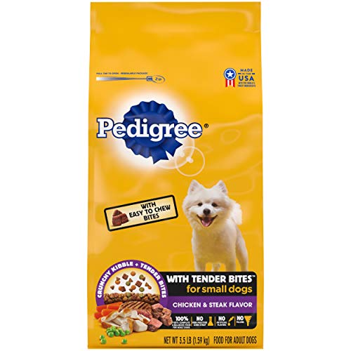 PEDIGREE with Tender Bites Small Dog Complete Nutrition Small Breed Adult Dry Dog Food, Chicken & Steak Flavor Dog Kibble, 3.5 lb. Bag