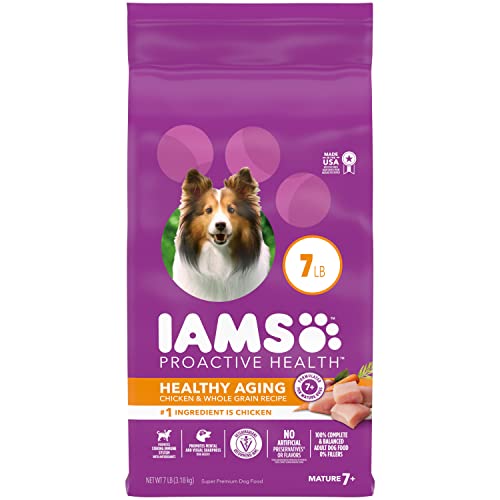 IAMS Healthy Aging Adult Dry Dog Food for Mature and Senior Dogs with Real Chicken, 7 lb. Bag