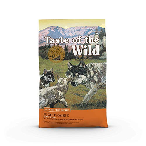 Taste of the Wild High Prairie Canine Grain-Free Recipe with Roasted Bison and Venison Dry Dog Food for Puppies, Made with High Protein from Real Meat and Guaranteed Nutrients and Probiotics 14lb