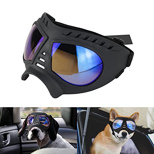 Namsan Dog Goggles Large Breed Anti-UV Transparent Dog Sunglasses for Medium-Large Dogs Windproof Anti-Dust Antifog Soft Pet Dog Glasses for Long Snout Dogs Eyes Protection, Clear Blue