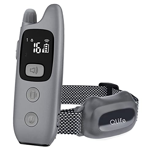 QLIFE Dog Shock Collar with Remote: Dog Shock Training Collar Up to 3000Ft Control – Waterproof Rechargeable Electric Bark Collar for Small Medium Large Dogs with Beep | Vibration | Safe Shock