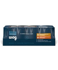 Amazon Brand – Wag Stew Dog Food Variety Pack (Chicken & Vegetable Stew, Turkey & Sweet Potato Stew), 13.2 Oz Can (Pack of 12)