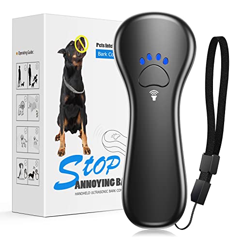Ahwhg New Anti Barking Device, Dog Barking Control Devices,Rechargeable Ultrasonic Dog Bark Deterrent up to 16.4 Ft Effective Control Range Safe for Human & Dogs Portable Indoor & Outdoor (Black)