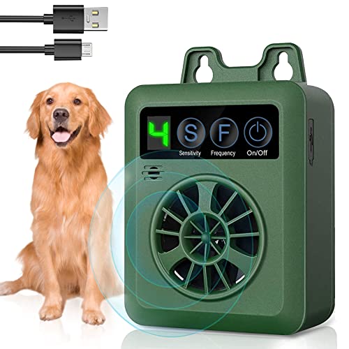 VANZO Anti Bark Control Device relieve Dog Barking Deterrent with Adjustable Ultrasonic Level Rechargeable Waterproof Outdoor