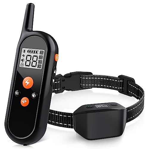 Jewyow Dog Shock Collar with Remote 1600FT Electric Training Collar 2 in 1 Type-C Rechargeable Dog Trainer Bark Collar with 3 Modes, Security Lock, IPX7 Waterproof