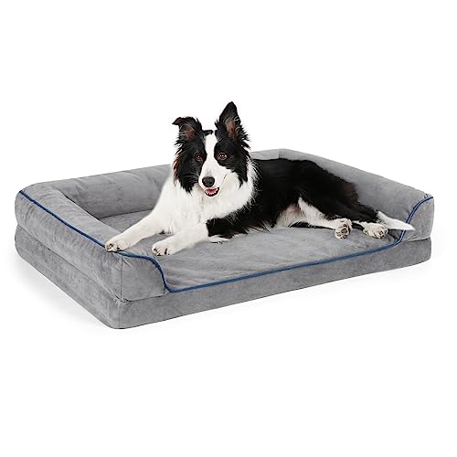 Arien Dog Bed Orthopedic Sofa Dog Beds, Dog Beds for Large Dogs, Bolster Dog Couch Bed, Foam Sofa with Removable Washable Cover&Nonskid Bottom, Comfortable Sleep Dog Ded for Medium&Large Dogs