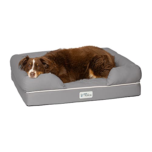PetFusion Ultimate Dog Bed, Orthopedic Memory Foam, Multiple Sizes/Colors, Medium Firmness Pillow, Waterproof Liner, YKK Zippers, Breathable 35% Cotton Cover, 1yr. Warranty,Slate Grey, Large (36×28″)