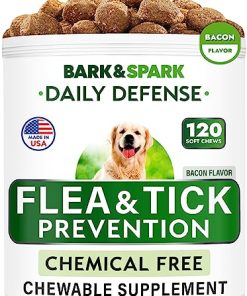 Flea and Tick Prevention for Dogs Chewable Tablets – All Natural Flea & Tick Chews – Flea Chewables Pills for Dogs – All Breeds and Ages – Made in USA – Bacon – 120 Treats