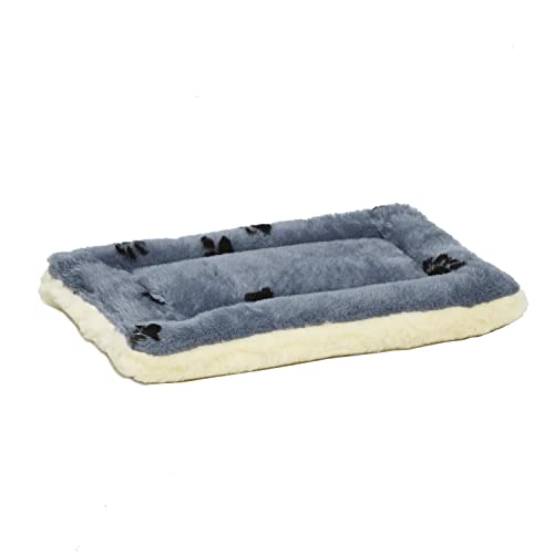 MidWest Homes for Pets Reversible Paw Print Pet Bed in Blue / White, Dog Bed Measures 17L x 11W x 1.5H for ‘Tiny’ Dog Breed, Machine Wash