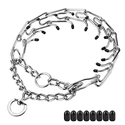 Aheasoun Prong Collar for Large Medium and Small Dogs, Stainless Steel Adjustable with Comfort Rubber Tips, Safe and Effective (Large, 4.0mm, 23.6-Inch)