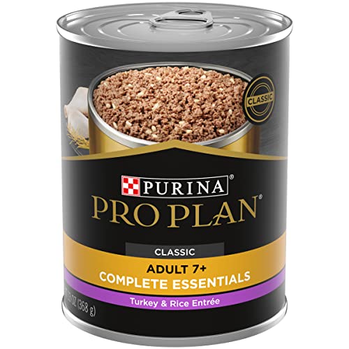 Purina Pro Plan High Protein Wet Dog Food for Senior Dogs, Adult 7+ Wet Dog Food, Turkey and Rice Entree – (12) 13 oz. Cans