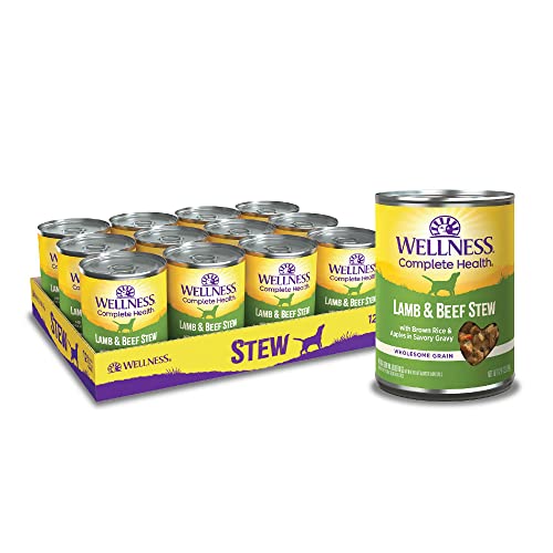 Wellness Thick & Chunky Natural Canned Dog Food, Lamb & Beef Stew, 12.5-Ounce Can (Pack of 12)