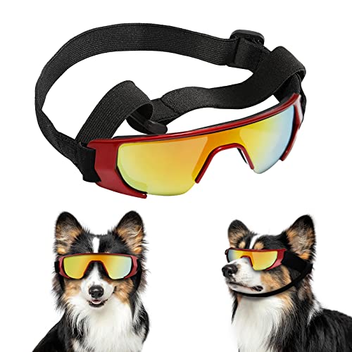 FranyyCo Small Dog Sunglasses UV Protective Glasses with Adjustable Straps, UV400 Certified, High Density Foam Frame, Goggles Windproof Dustproof Anti-Fog Glasses