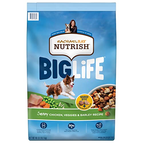 Rachael Ray Nutrish Big Life Dry Dog Food, Savory Chicken, Barley & Veggies, 40 Pounds