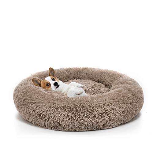 MIXJOY Orthopedic Dog Bed Comfortable Donut Cuddler Round Ultra Soft Washable Cat Cushion Bed (20”/23”/30”) (23”, Brown)