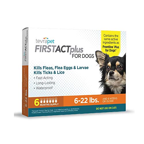 TevraPet FirstAct Plus Flea and Tick Prevention for Small Dogs 6-22 lbs, 6 Monthly Doses, Topical Drops