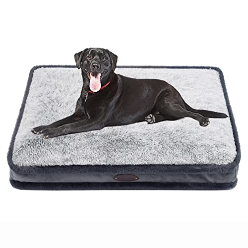 DEBANG HOME Waterproof Dog Bed,Large Dog Bed for Large Dogs,Dog Beds for Medium Dogs,Soft and Comfortable Plush Dog mat,Calming Dog Bed,Anxiety Comfy Durable Pet Beds with Removable Washable Cover
