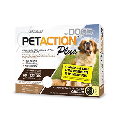 Pet Action Plus Flea & Tick Treatment for XL Dogs, 89-132 lbs, 3 Month Supply