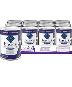 Blue Buffalo Basics Skin & Stomach Care, Grain Free Natural Senior Wet Dog Food, Turkey 12.5-oz Cans (Pack of 12)