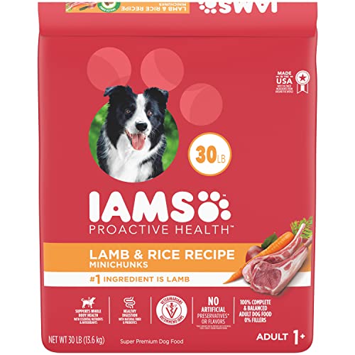 IAMS Minichunks Adult Dry Dog Food Lamb & Rice Recipe Dog Kibble, 30 lb. Bag