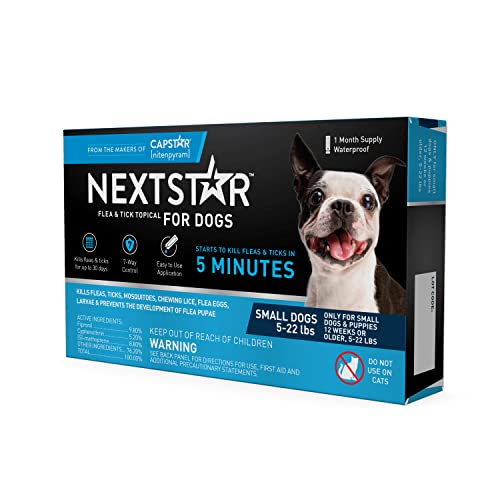 NEXTSTAR Flea and Tick Prevention for Dogs, Dog Flea and Tick Treatment, Waterproof Topical, Fast Acting, Small Dogs (5-22 lbs), 1 Dose
