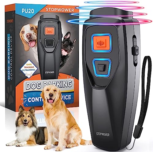 Anti Barking Device, Ultrasonic Dog Barking Control Devices of 16.5ft Range with Dual Sensor Safe for Human & Dogs, 3 Dog Training Modes, Rechargeable Anti Barking Device with Training & Behavior Aids