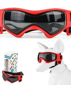 Shingoql Dog Goggles Easy Wear Small Dog Sunglasses Adjustable Anti-UV Waterproof Windproof Puppy Glasses for Small Breed to Medium Dog (Small Size red)