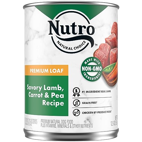 NUTRO PREMIUM LOAF Adult Natural Grain Free Wet Dog Food Savory Lamb, Carrot & Pea Recipe, 12-Pack of 12.5 oz. Cans