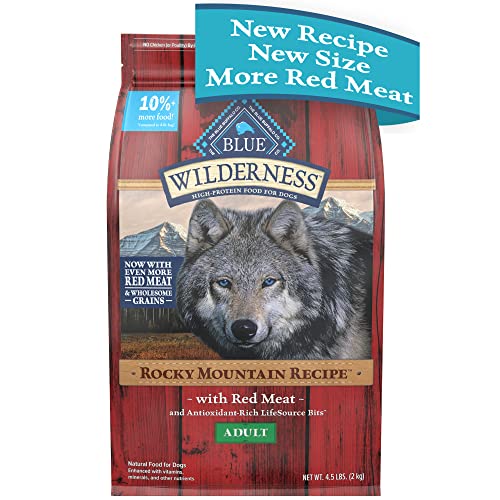 Blue Buffalo Wilderness Rocky Mountain Recipe High Protein Natural Adult Dry Dog Food, Red Meat with Grain 4.5 lb Bag