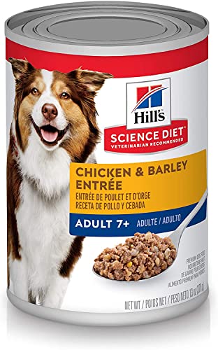 Hill’s Science Diet Wet Dog Food, Senior Adult 7+, Chicken & Barley Entrée, 13 oz. Cans, 12-Pack