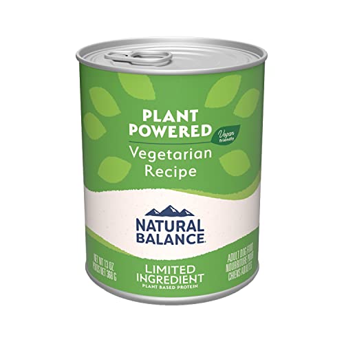 Natural Balance Limited Ingredient Adult Wet Canned Dog Food with Vegan Plant Based Protein and Healthy Grains, Vegetarian Recipe, 13 Ounce (Pack of 12)