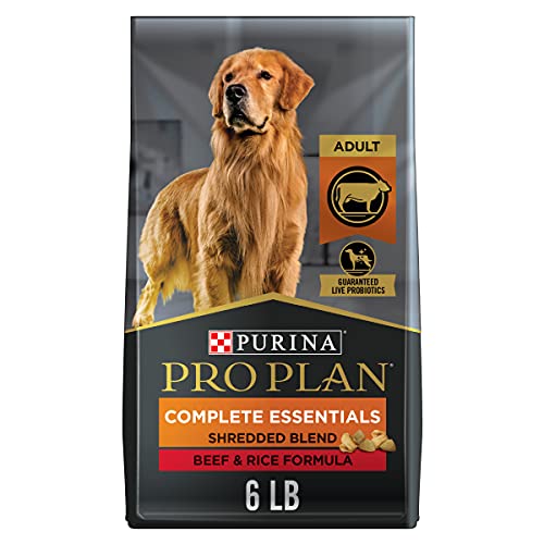 Purina Pro Plan High Protein Dog Food With Probiotics for Dogs, Shredded Blend Beef & Rice Formula – 6 lb. Bag