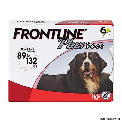 FRONTLINE® Plus for Dogs Flea and Tick Treatment (Extra Large Dog, 89-132 lbs.) 6 Doses (Red Box)