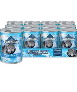 Blue Buffalo Wilderness Denali Dinner High Protein, Natural Wet Dog Food, Wild Salmon, Venison & Halibut 12.5-oz cans (Pack of 12)