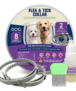 Flea & Tick Collar for Dogs, Long Lasting Protection for 8 Months, Water Resistant Dog Flea and Tick Collars, One Size Fits All, 2 Collar