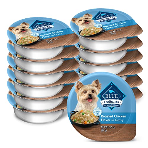 Blue Buffalo Delights Natural Adult Small Breed Wet Dog Food Cup, Roasted Chicken Flavor in Hearty Gravy 3.5-oz (Pack of 12)