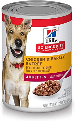 Hill’s Science Diet Wet Dog Food, Adult 1-6, Chicken & Barley Entrée, 13 oz. Cans, 12-Pack