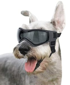 Enjoying Dog Goggles Small to Medium UV Protection Dogs Sunglasses Windproof Antifog Pet Glasses for Doggy Eye Wear, Soft Frame, Black