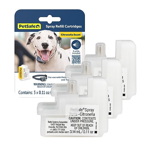 PetSafe Spray Refill – Citronella – No-Mess Replacement Cartridges Spray Dog Bark Collar Remote Training Collar – Refill Cartridge Only – 3-Pack – PAC00-16371