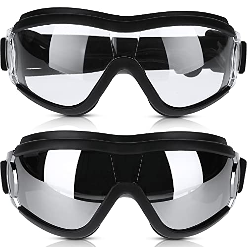 2 Pieces Dog Goggles Dog Sunglasses Snowproof Windproof Dog Glasses Pet Goggles for Travel Skiing Anti-Fog Dog Snow Goggles Dog Eye Protection Goggles with Adjustable Strap for Medium Large Dog