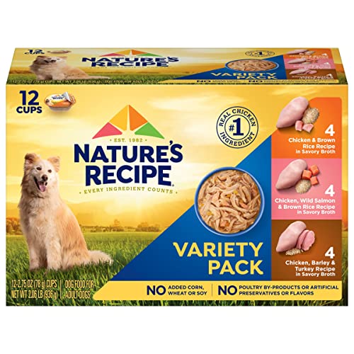 Nature’s Recipe Wet Dog Food, Variety Pack, 2.75 Ounce Cup (Pack of 24)