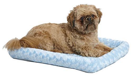 MidWest Homes for Pets Bolster Pet Bed for Dogs & Cats 24L-Inch Blue Dog Bed or Cat Bed w/ Comfortable Bolster | Ideal for ‘Small’ Dog Breeds & Fits a 24-Inch Dog Crate
