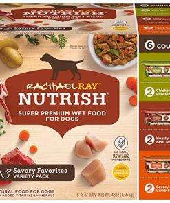 Rachael Ray Nutrish Premium Natural Wet Dog Food, Savory Favorites Variety Pack, 8 Ounce Tub (Pack of 6)