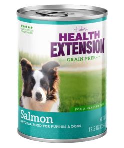Health Extension Wet Dog Food Canned, Grain-Free, Natural Food for All Puppies & Dogs with Added Vitamins & Mineral, Salmon Recipe (12.5 Oz / 362 g) (Pack of 12)