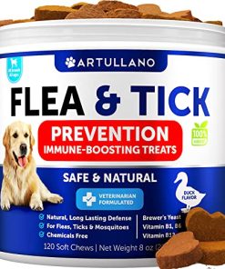Flea and Tick Prevention for Dogs Chewables – Made in USA – Natural Flea and Tick Supplement for Dogs – Oral Flea Pills for Dogs – Pest Defense – All Breeds and Ages