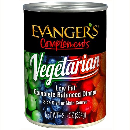 Evanger’s Super Premium Low Fat Vegetarian Dinner for Dogs & Cats, 12 x 12.8 oz cans