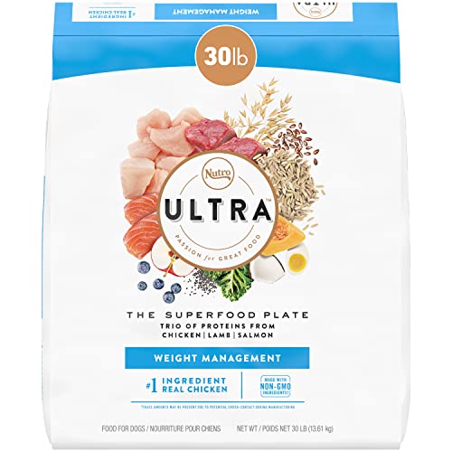 NUTRO ULTRA Adult Weight Management High Protein Natural Dry Dog Food for Weight Control with a Trio of Proteins from Chicken, Lamb and Salmon, 30 lb. Bag